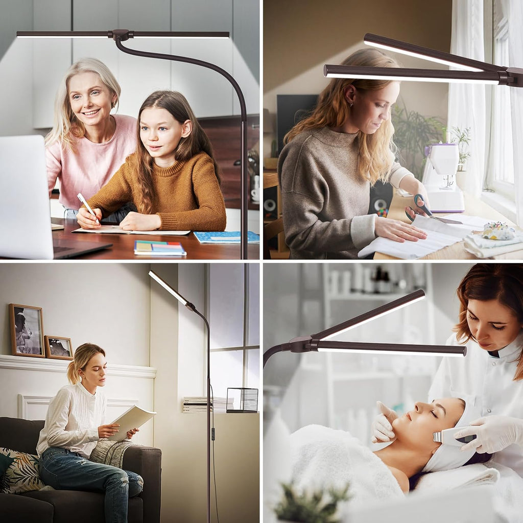 Floor Lamp, 18W/2000LM Bright LED Floor Lamp with Double Head, Adjustable Gooseneck Dimmable Craft Light for Sewing Tatoo Makeup, Eye…