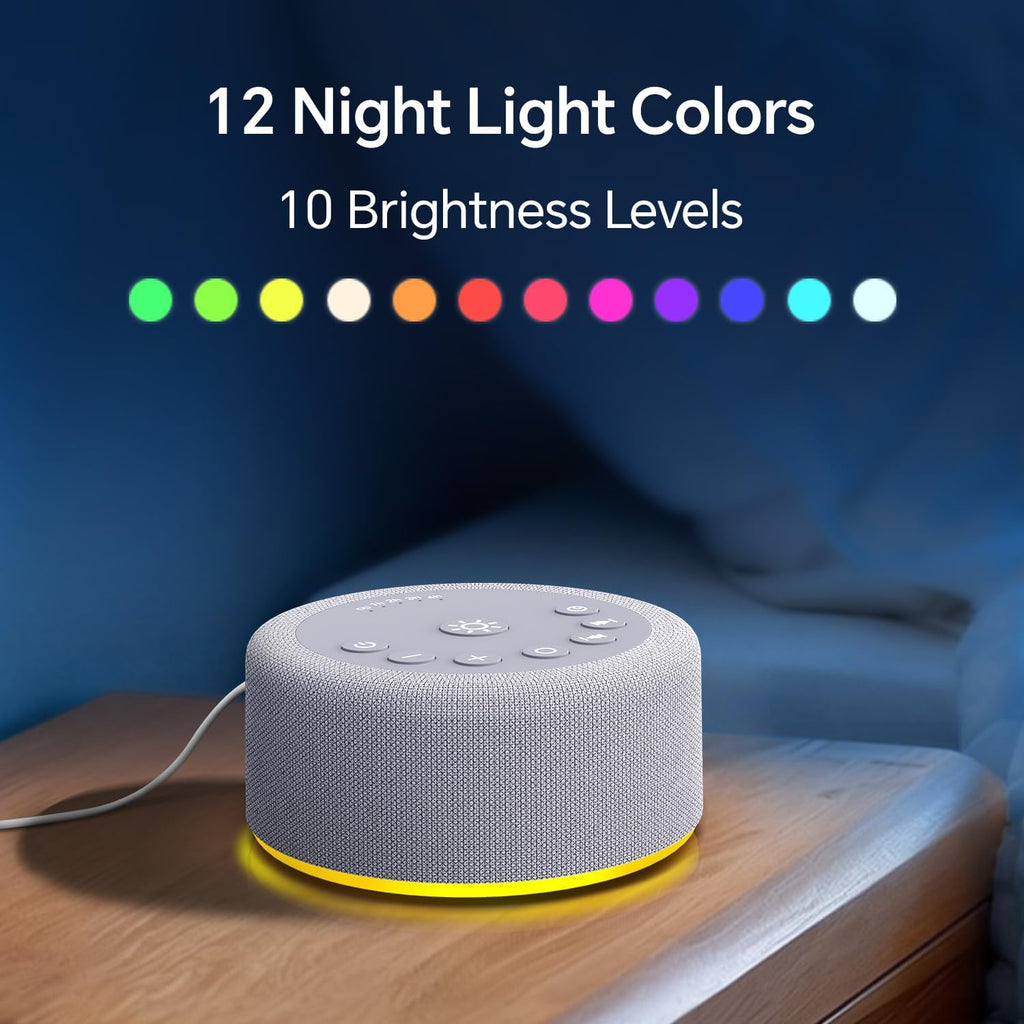 Hushingwhitenoisemachine Sound Machine Night Light White Noise Brown Noise Machine 30 Non Looping Sounds 12 Lights 5 Timers 36 Adjustable V…