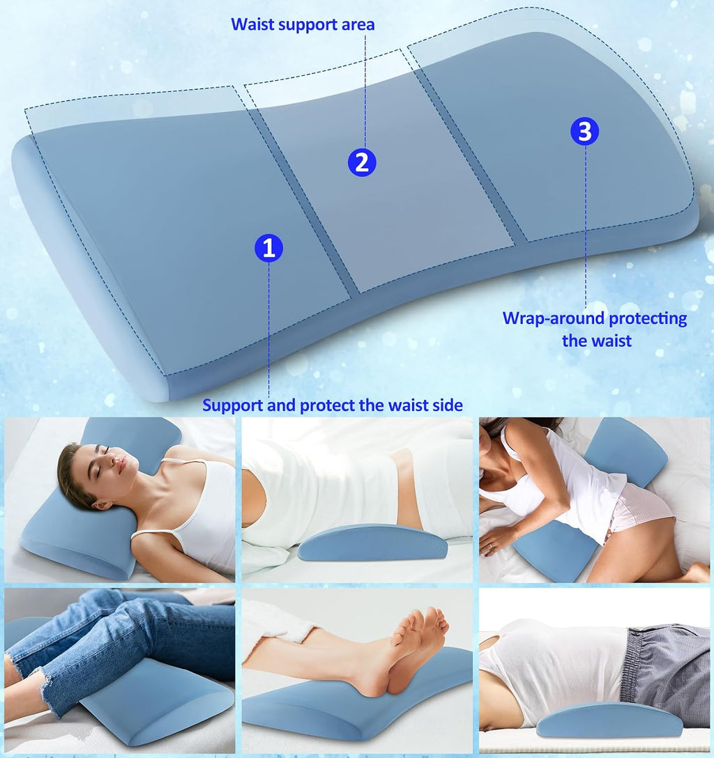 VamorryDirect Lumbar Support Pillow for Bed Relief Back Pain: Lower Back Pillow for Sleeping - Memory Foam Waist Pillow - Cooling Back Bols…