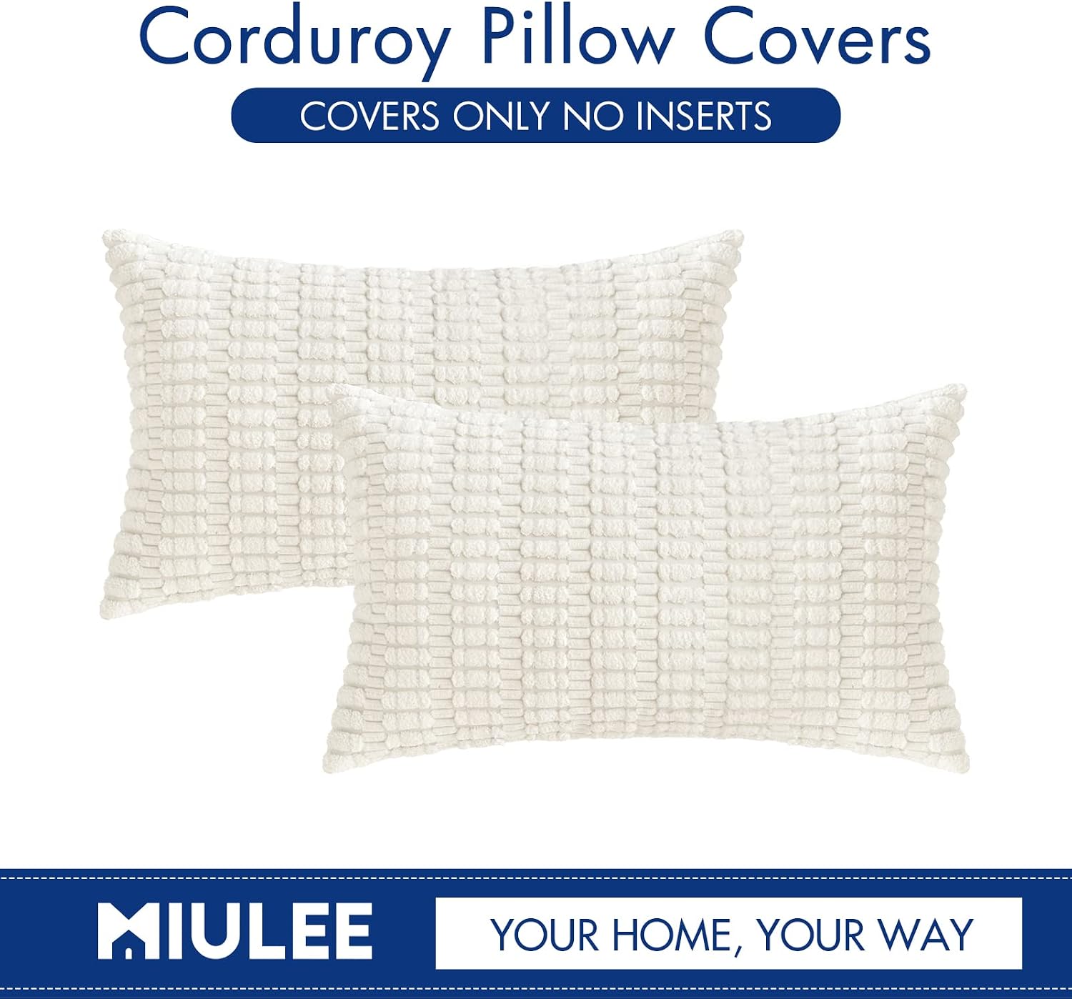 Miulee Pack of 2 Corduroy Decorative Lumbar Throw Pillow Covers 20x12 Inch Soft Boho Striped Pillow Covers Modern Farmhouse Home Decor for…