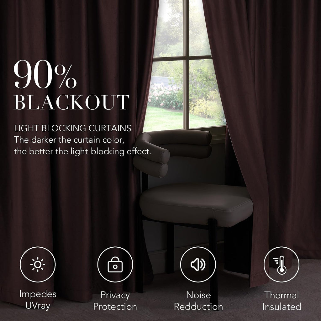Nicetown Velvet Curtains Blackout for Girls Room, Rod Pocket & Back Tab Room Darkening Thermal Insulated Window Treatments Luxury for Livin…