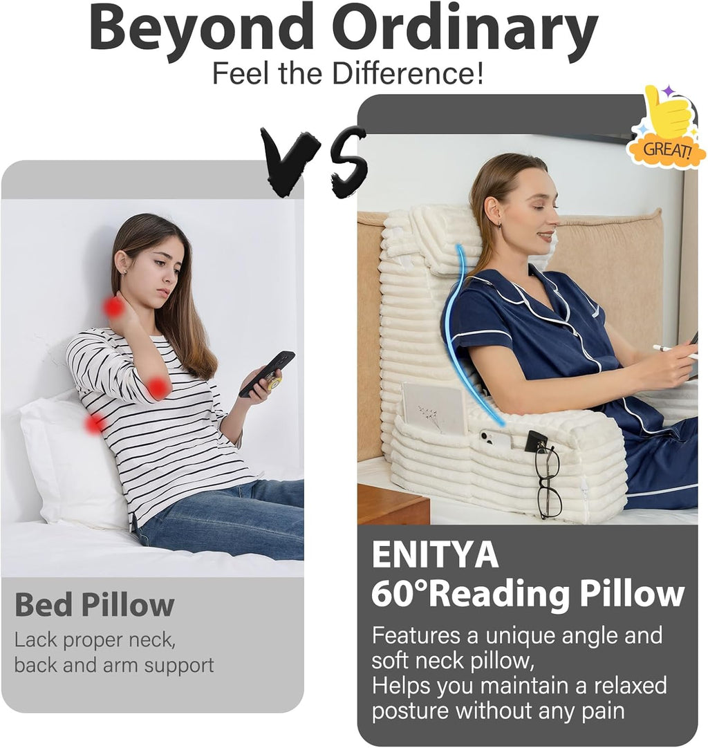 ENITYA Back Pillow for Bed Sitting up, Reading Pillow for Sitting in Bed Adult, Back Support Wedge for Reading/Resting/Post…