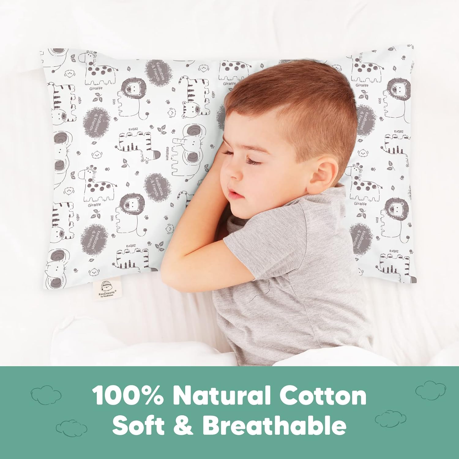 KeaBabies Toddler Pillowcase 13"x18" - Organic Cotton Toddler Pillowcase for Kids, Boys, Girls, Soft & Durable Cotton Cover for Miniature…