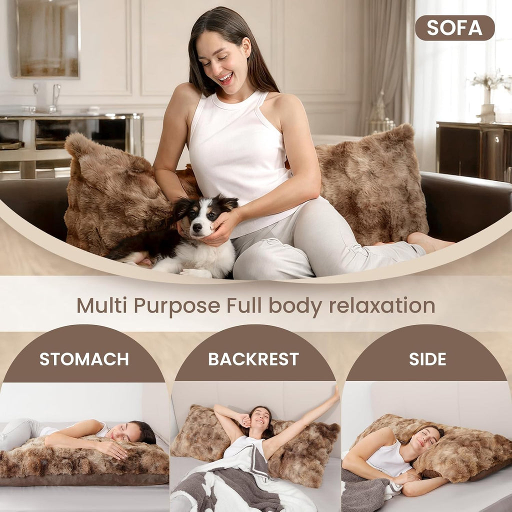 Zonli Fluffy Body Pillow for Adults, Fuzzy Faux Fur Body Pillow with Shredded Memory Foam, Adjustable Support for Side Sleepers, Pregnancy…