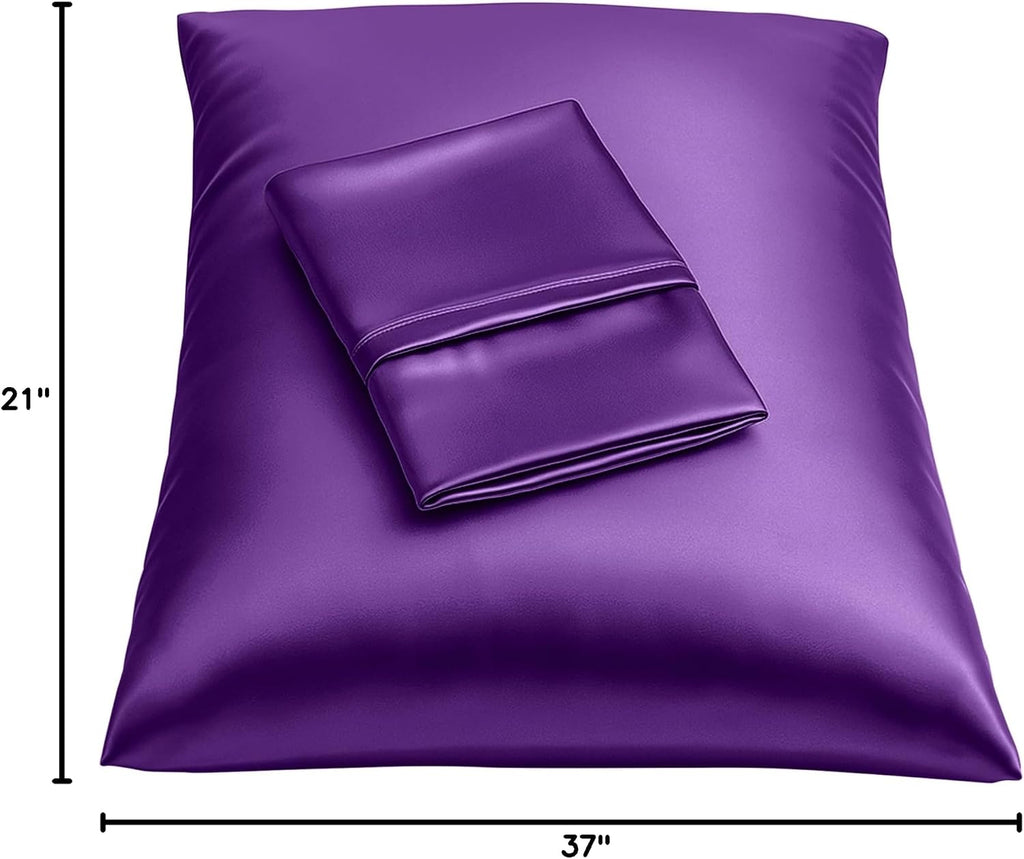 Blissford Purple Satin Pillowcase with Zipper, for Hair and fabric comfort, Feels Soft and Cool Like a Silk Pillowcase, Satin Pillow…