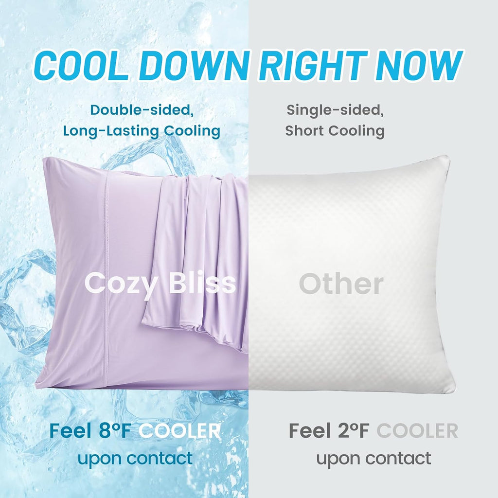 CozyBliss Cozy Bliss 2pcs Cooling Pillow Cases Set for Hot Sleepers & Night Sweats, Q-Max 0.5 Silky Wrinkle-Free Pillow Covers with Envelop…