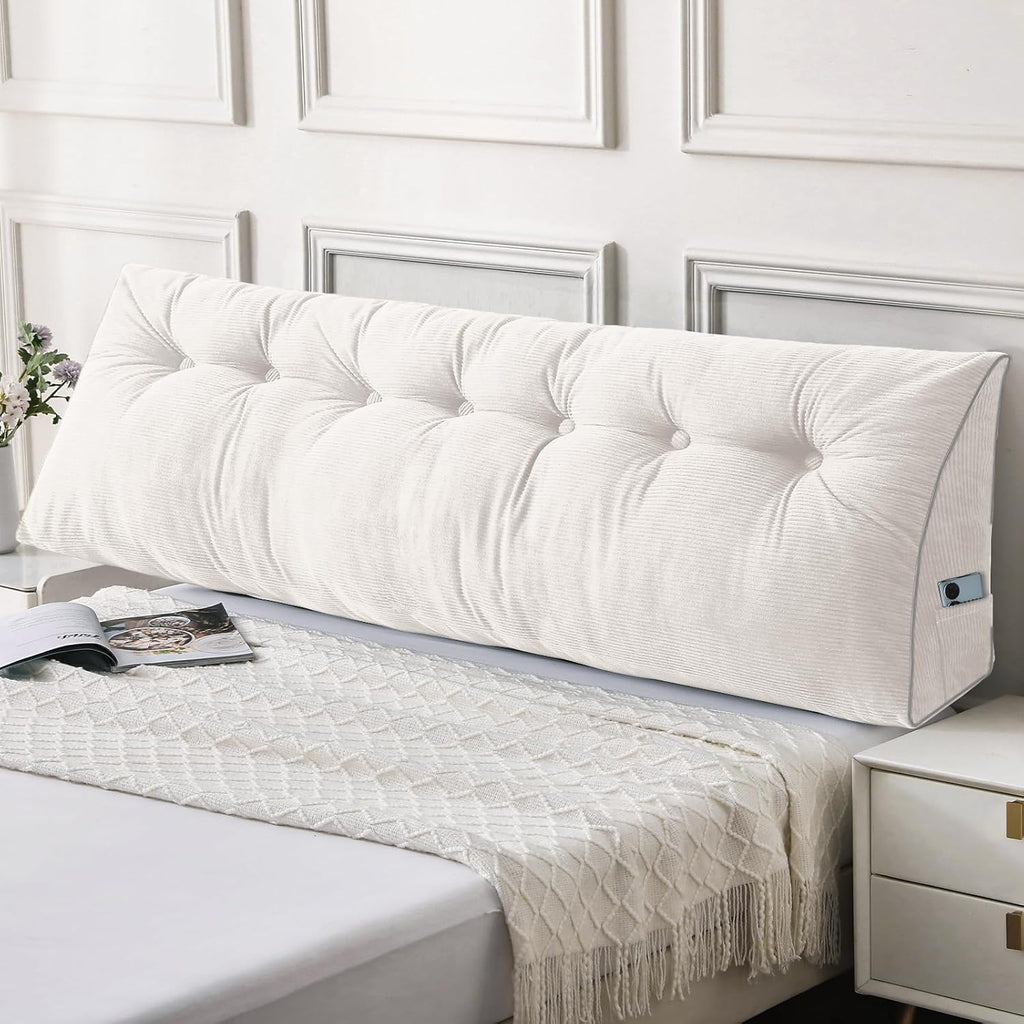 Sasttie Headboard Pillow King, Wedge Pillow Headboard for Sitting Up in Bed, Back-Rest Support Triangular Cushion for Reading - Features Re…