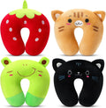 Maitys 4 Pcs Travel Pillow for Kids Cute Animal Neck Head Chin Support Pillow Soft U Shaped Kids Neck Pillow Car Seat Comfortable PP…