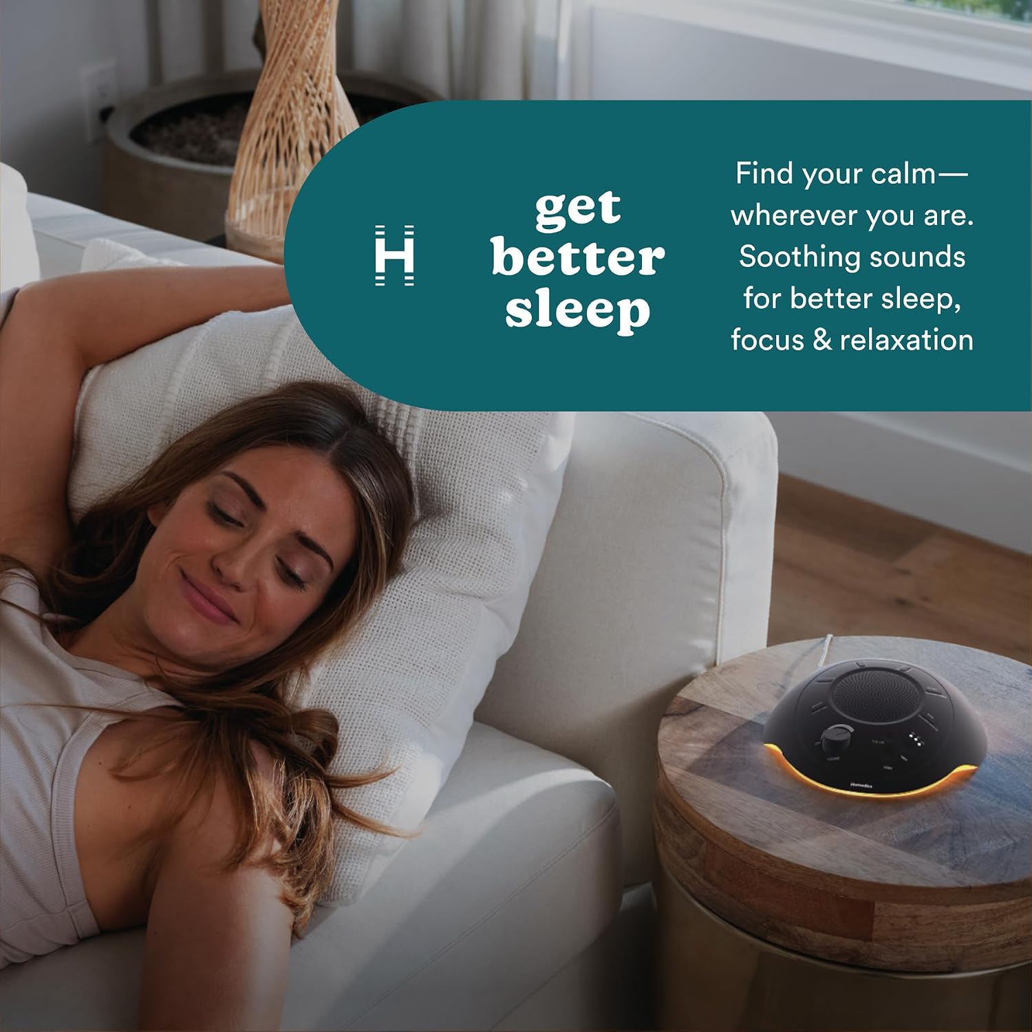 Homedics Sleep Better Portable Sound Machine, Night Light,12 Soothing Sounds Including White Noise, Rain, and Thunderstorm…