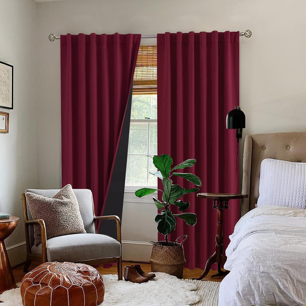 BGment Full Blackout Curtains with Thermal Insulation Liner Curtains 95 Inches Long, Rod Pocket and Back Tab Double Layer Room Darkening…