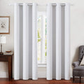 Miulee Linen Blackout Curtains for Bedroom Solid 100% Blackout Thermal Insulated Grayish White Curtains Grommet Room Darkening Curtains/Dra…