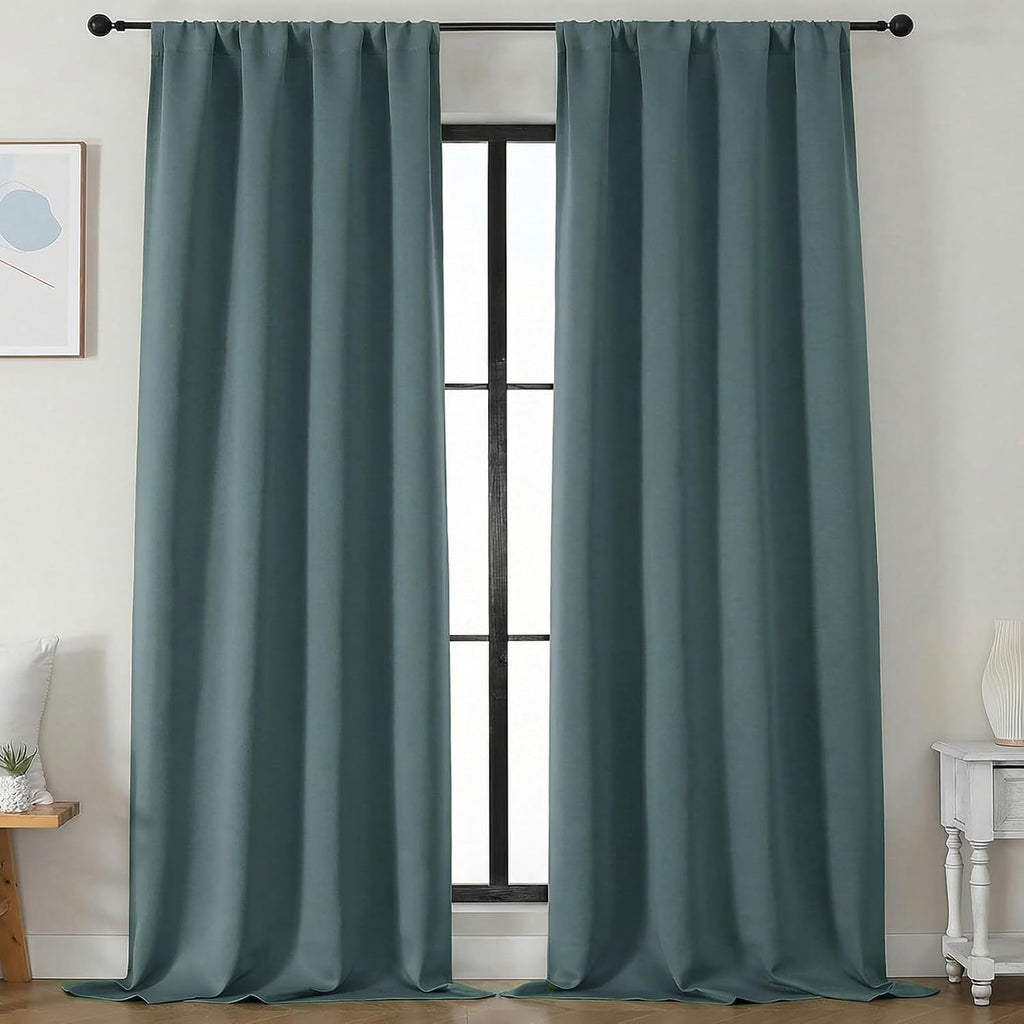Simplebrand Blackout Extra 10ft Curtains for Patio 120 Inches Long 2 Panels Set, Solid Thermal Insulated Energy Saving Rod Pocket Window Tr…