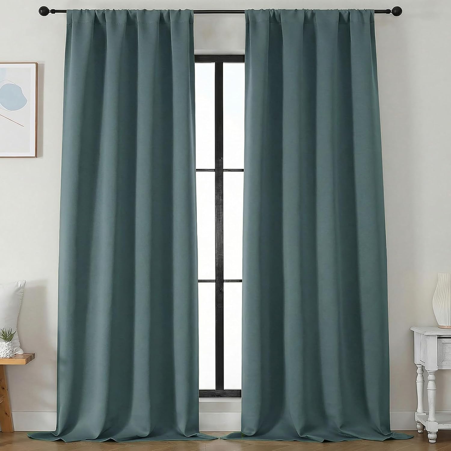 Simplebrand Blackout Extra 10ft Curtains for Patio 120 Inches Long 2 Panels Set, Solid Thermal Insulated Energy Saving Rod Pocket Window Tr…