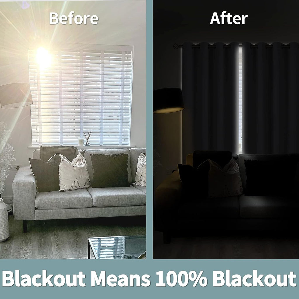 BGment Short 100% Blackout Curtains for Bedroom, Thermal Insulated Energy Efficiency Noise Reducing Grommet Curtains 45 Inch Length with Li…