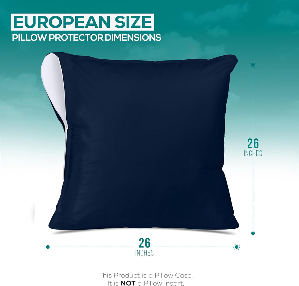 Utopiabedding Utopia Bedding 2 Pack Waterproof Throw Pillow Protectors with Zipper 26 x 26 Inches (Navy), Bed Bug Proof Pillow Case Covers,…