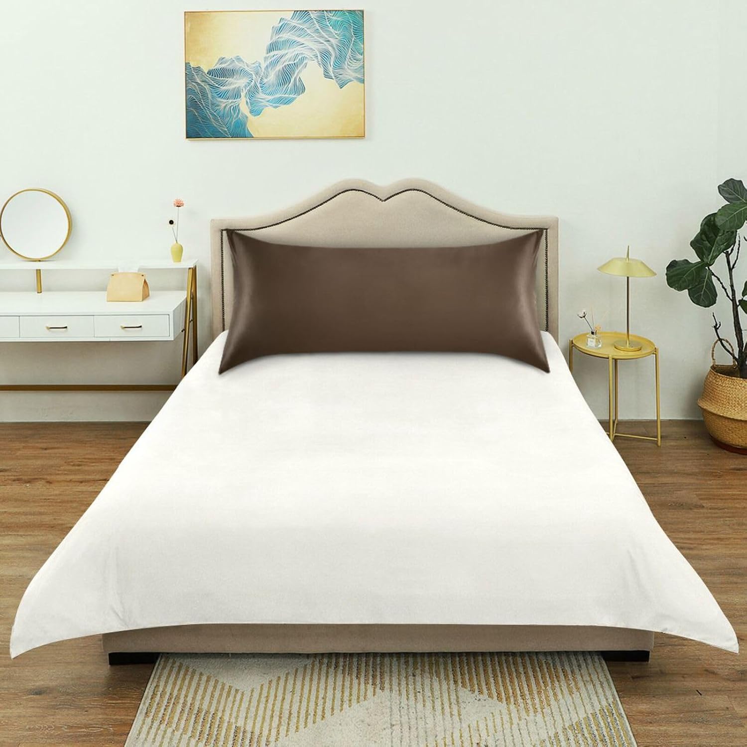 YETTASBIN Solid Color Satin Pillowcase, Soft Breathable Silk Pillow Case with Envelope Closure for Hair and Skin, Standard Size 26 x 20 Inch