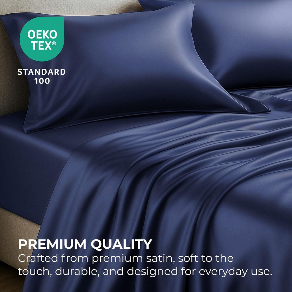 PureBedding Pure Bedding Satin Sheets Full Hotel Luxury Silky Bed Sheets - Extra Soft 1800 Microfiber Sheet Set, Wrinkle, Stain Resistant -…