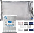 DryZzz Waterproof Pillow Protector Cooling Pillow Case 29"x19" 1pc Silver Standard Size, Absorbent Towel Pillowcase Dual-Sided Satin & Micr…