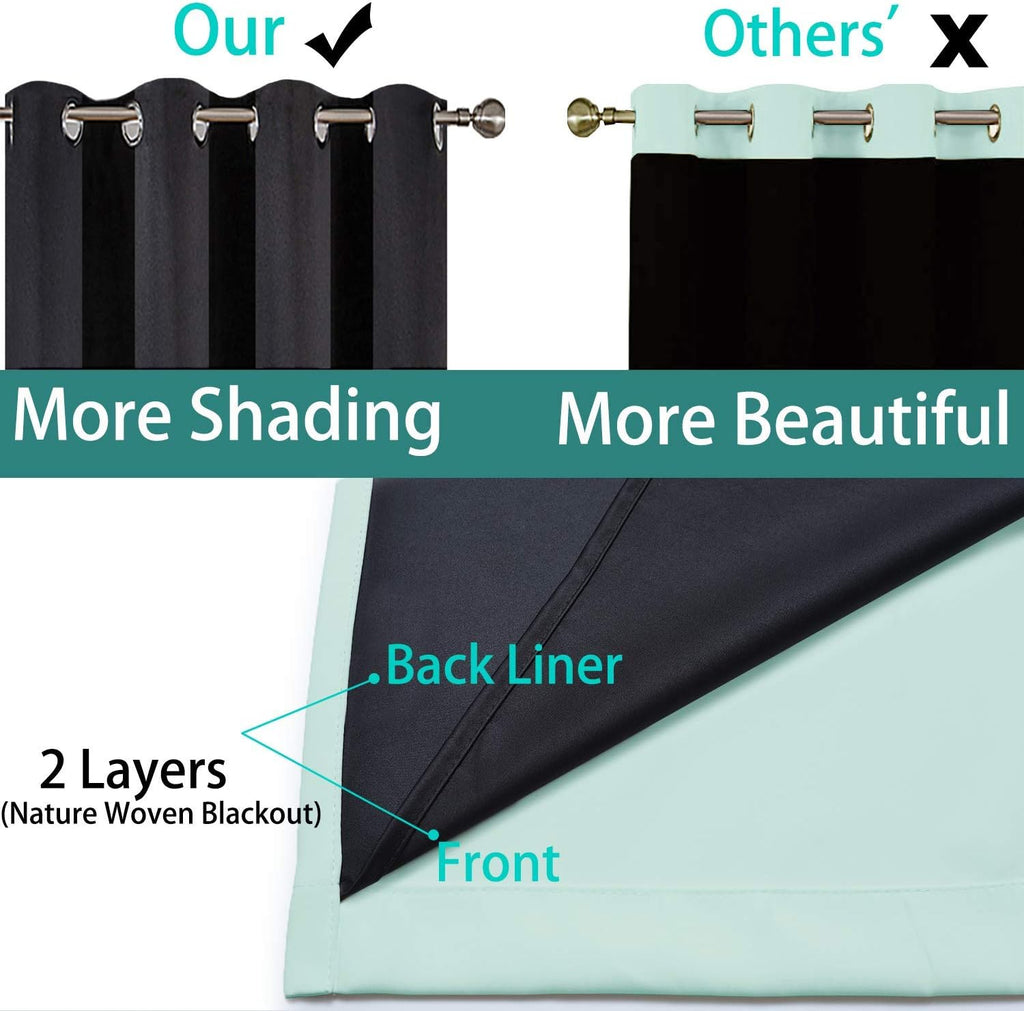 Yakamok 2 Thick Layers Completely Blackout Window Treatment Thermal Insulated Noise Reducing Drapes for Living Room(52Wx96L, Aqua, 2 Panels…