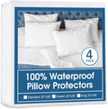 SpringspiritBedding 4 Pack Pillow Protectors with Zipper Standard Size Breathable & Noiseless Pillow Protector 100% Waterproof Pillow Cases…