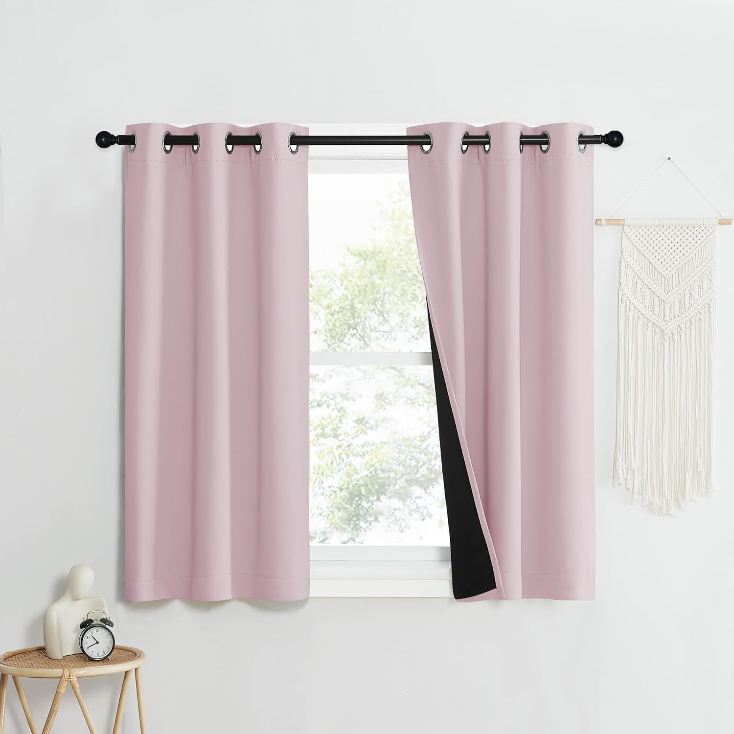 Nicetown 100% Blackout Window Curtain Panels, Heat and Cold Blocking Drapes with Black Liner for Nursery, 50" Thermal Insulated Draperies (…