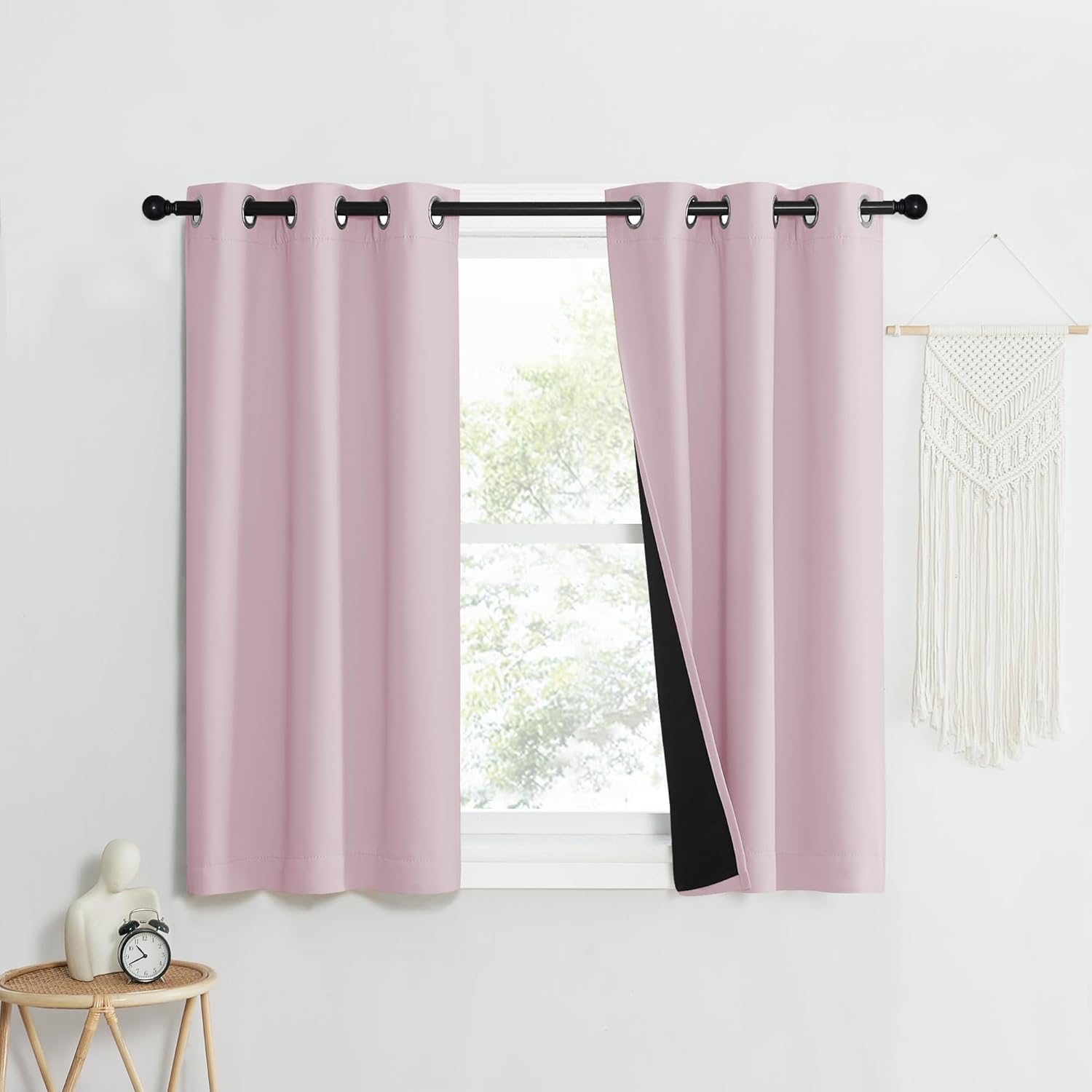 Nicetown 100% Blackout Window Curtain Panels, Heat and Cold Blocking Drapes with Black Liner for Nursery, 40" Thermal Insulated Draperies (…