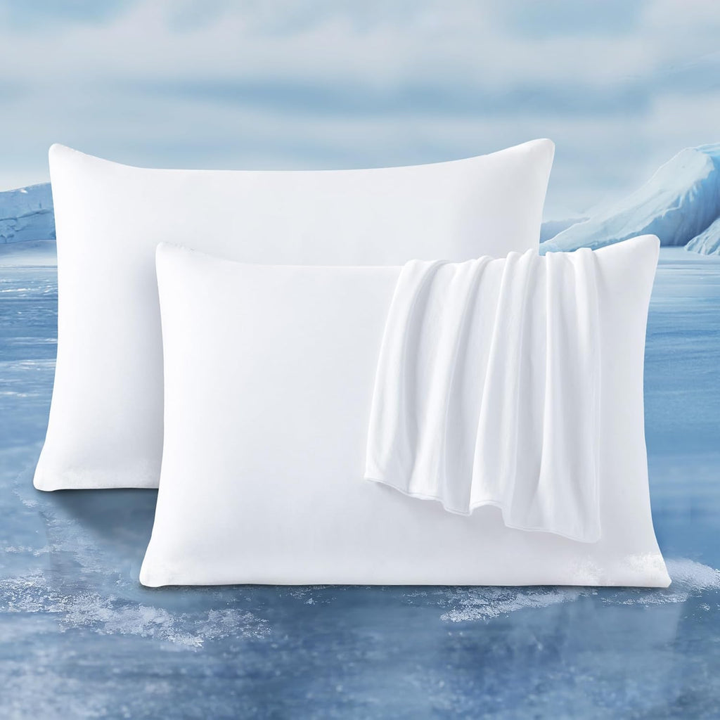 Luxear 2 Pack Cooling Pillow Cases, Arc-Chill Q-Max > 0.5 for Hot Sleepers, Hair & Skin Friendly, Double-Sided, Machine Washable, Hidden Zi…