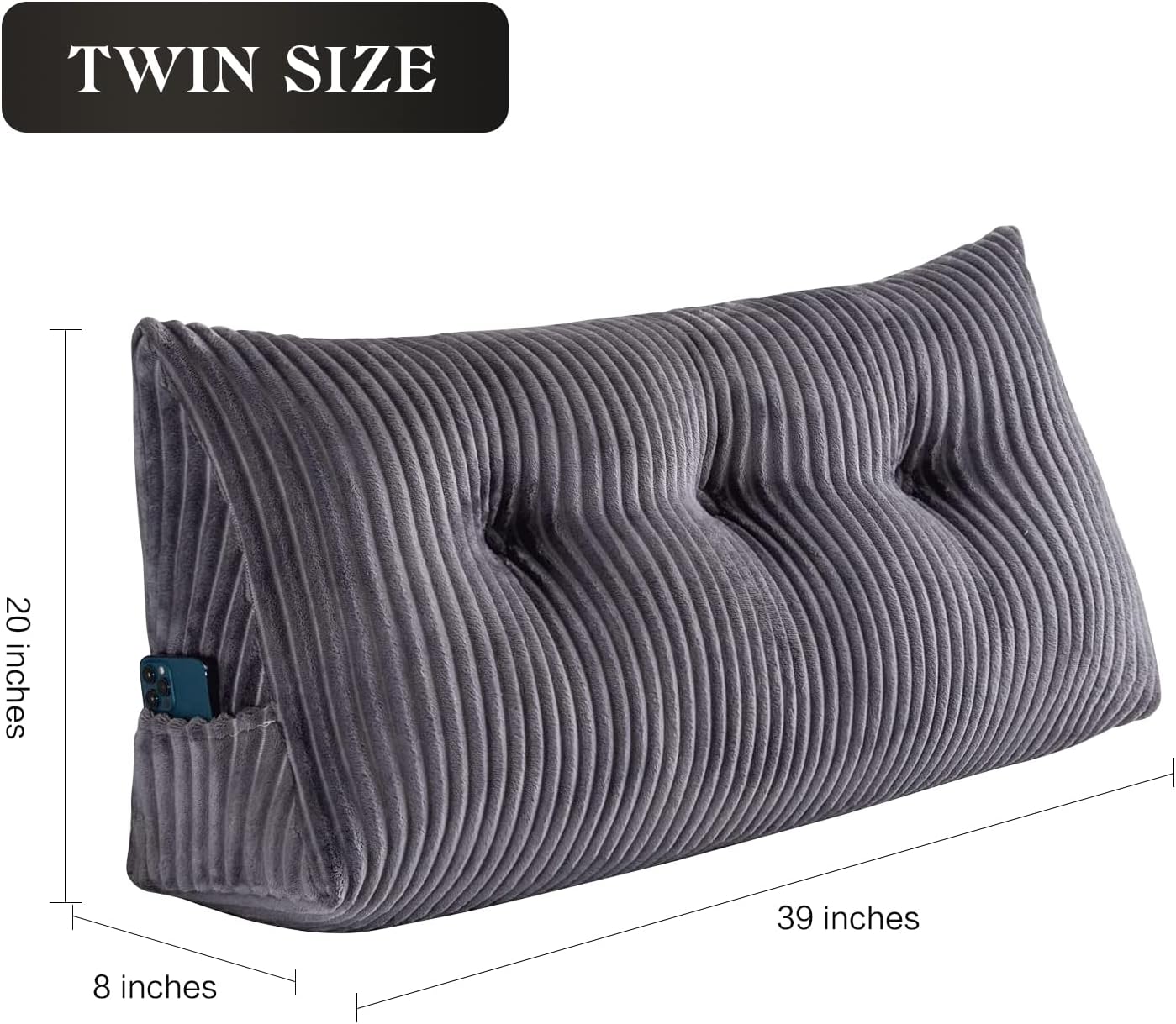 Large Headboard Pillow Headboard Wedge Pillow Bed Rest Reading Pillow Bolster Triangular Pillow for Sitting in Bed-Backrest Positioning…