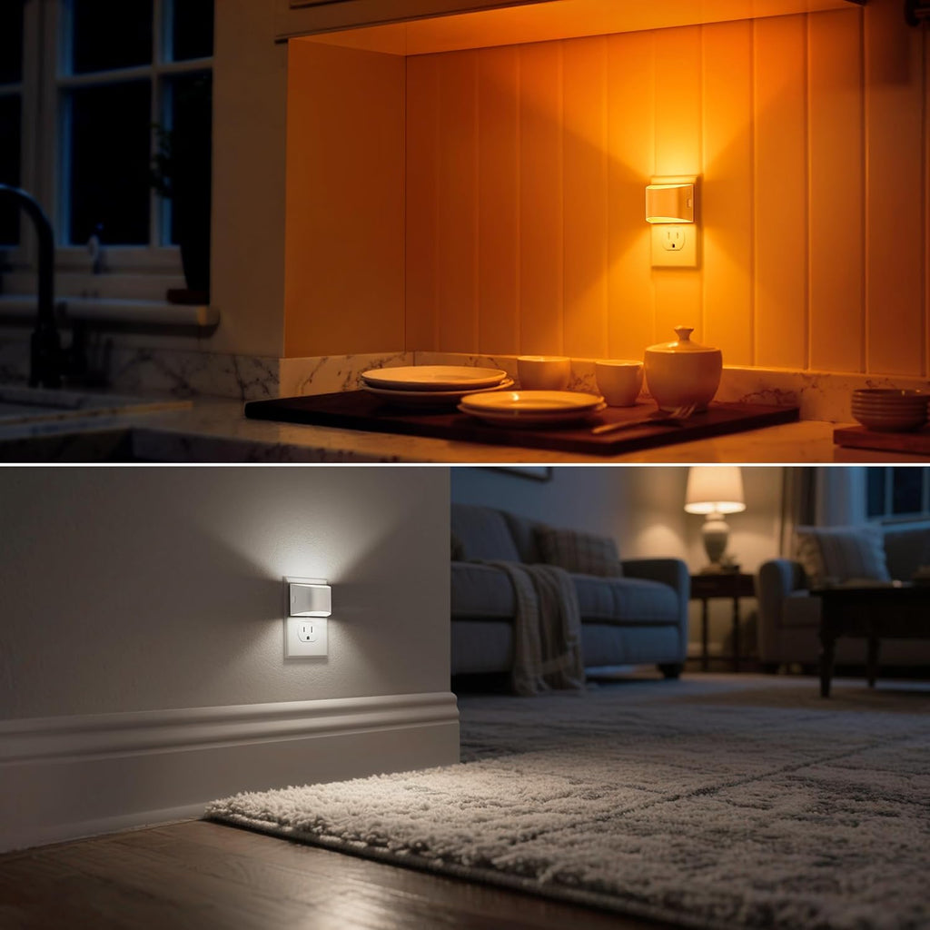 DORESshop LED Night Light[2 Pack], White Night Lights Plug into Wall, 3 Level Brightness Adjustable Plug in Night Light, Dusk to Dawn…