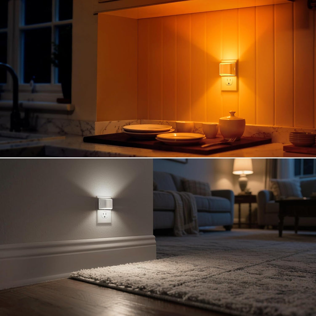 DORESshop LED Night Light[4 Pack], White Night Lights Plug into Wall, 3 Level Brightness Adjustable Plug in Night Light, Dusk to Dawn…