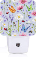 Wild Flowers and Insects Butterflies Night Light, Plug Into Wall for Boys Girls Bedroom Decorative Square Night Light Lamp 0.5w Sleep…