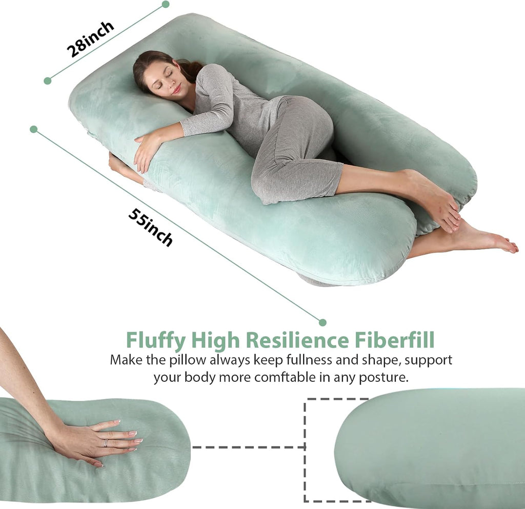 Amagoing 55 inches Pregnancy Pillows for Sleeping, U Shaped Maternity Full Body Pillow for Pregnant Women with Hip, Leg, Back, Belly Suppor…