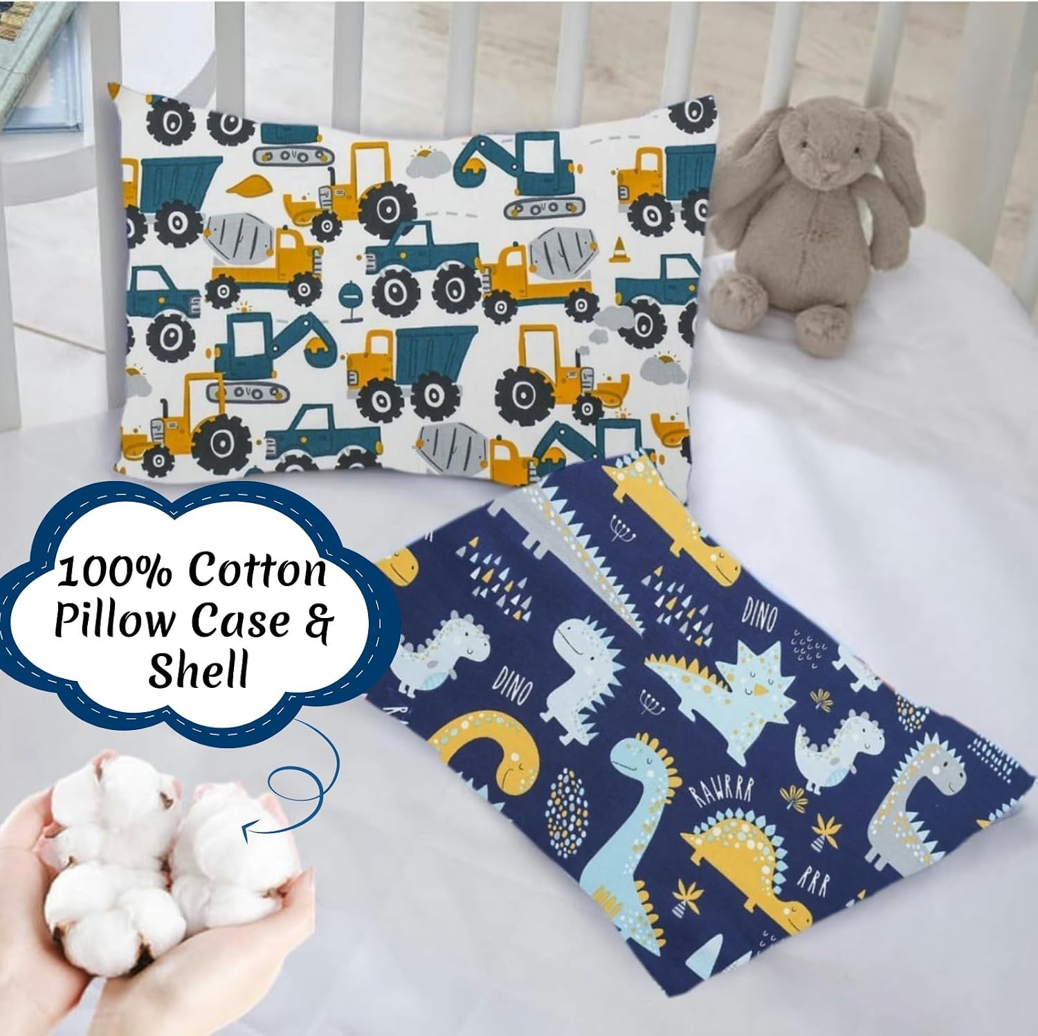 Kid Toddler Pillowcase,2 Packs 100% Cotton Pillow Cover for Kids Bedding,14x20 Pillowslip Case Fits Pillows Sized 13x18 or 14x19, Envelope…