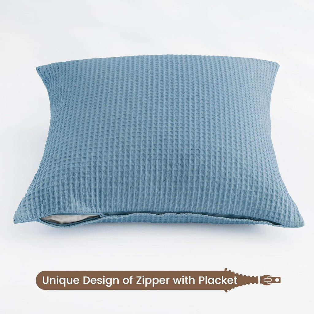 Phf 100% Cotton Waffle Weave Throw Pillow Cover, 22" x 22", No Filling, 2 Pack Elegant Home Decorative Square Throw Pillow Covers for Bed C…