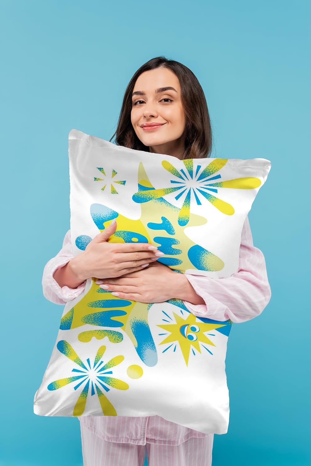 JayFranco Disney Pixar Inside Out Joy Satin Pillowcase - Standard Size 20x30 Inch Silky Soft White Pillow Cover 30 inch White