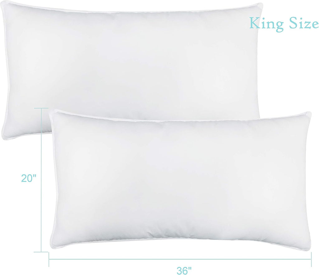 SewardParkhome Seward Park Bed Pillow King Size Set of 2, Shams Insert 20 x 36 inch, Down Alternative Cooling Pillows for Stomach, Side or…