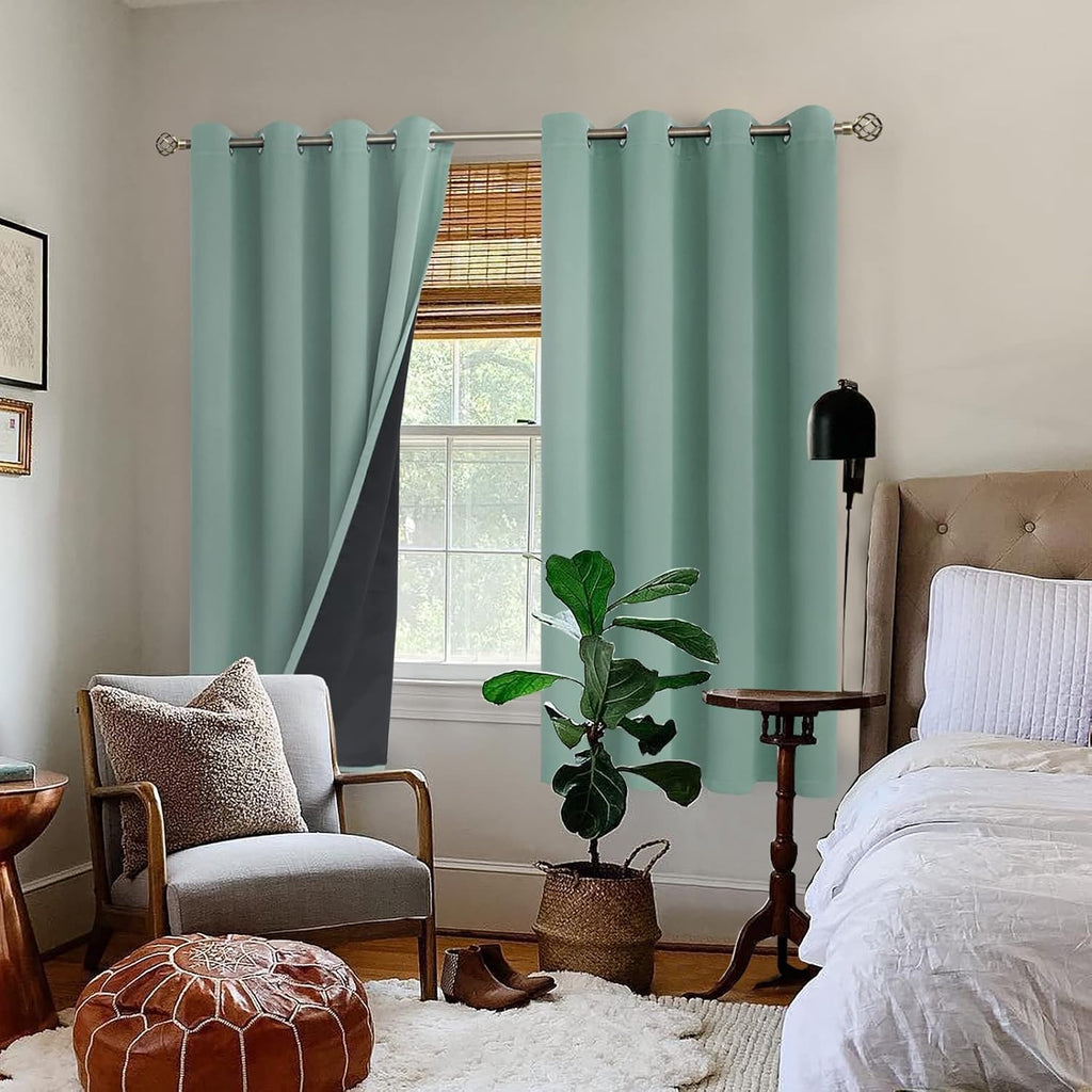 BGment Thermal Insulated 100% Blackout Curtains for Bedroom with Black Liner, Double Layer Full Room Darkening Noise Reducing Grommet Curta…