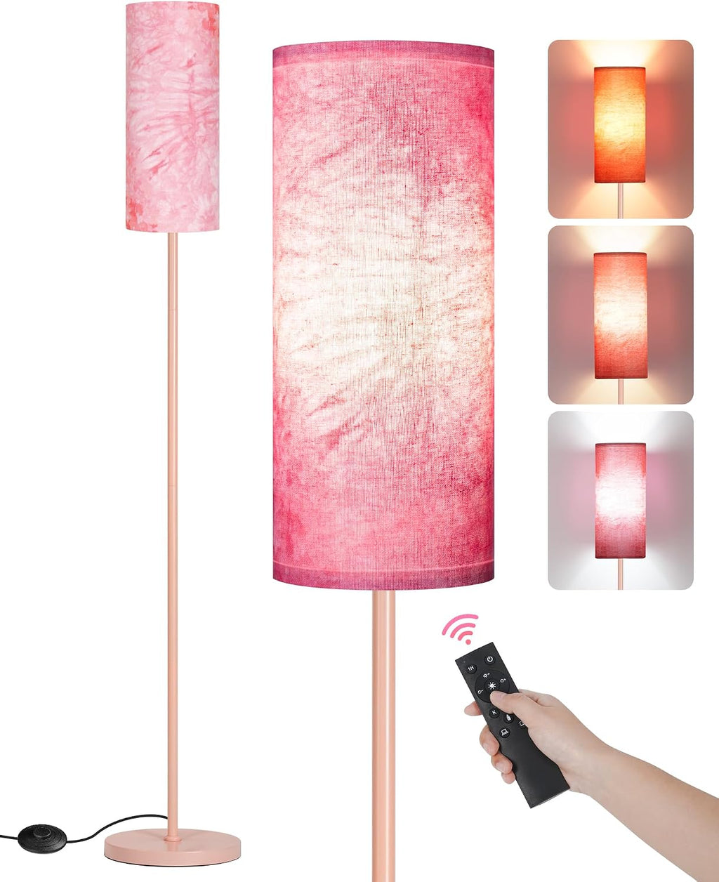 Dimmable Floor Lamps for Living Room with Remote and Foot Switch, 64.4” Modern Standing Tall Lamp, Corner Lamp for Bedroom, Bulb…