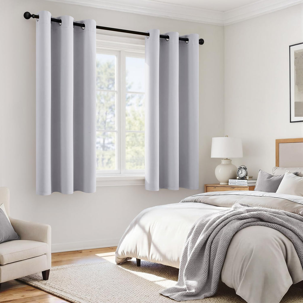 Miulee 100% Blackout Curtains for Bedroom 63 Inch Long, 2 Thick Layers Thermal Insulated Black Out Window Curtains with Black Liner, Noise…