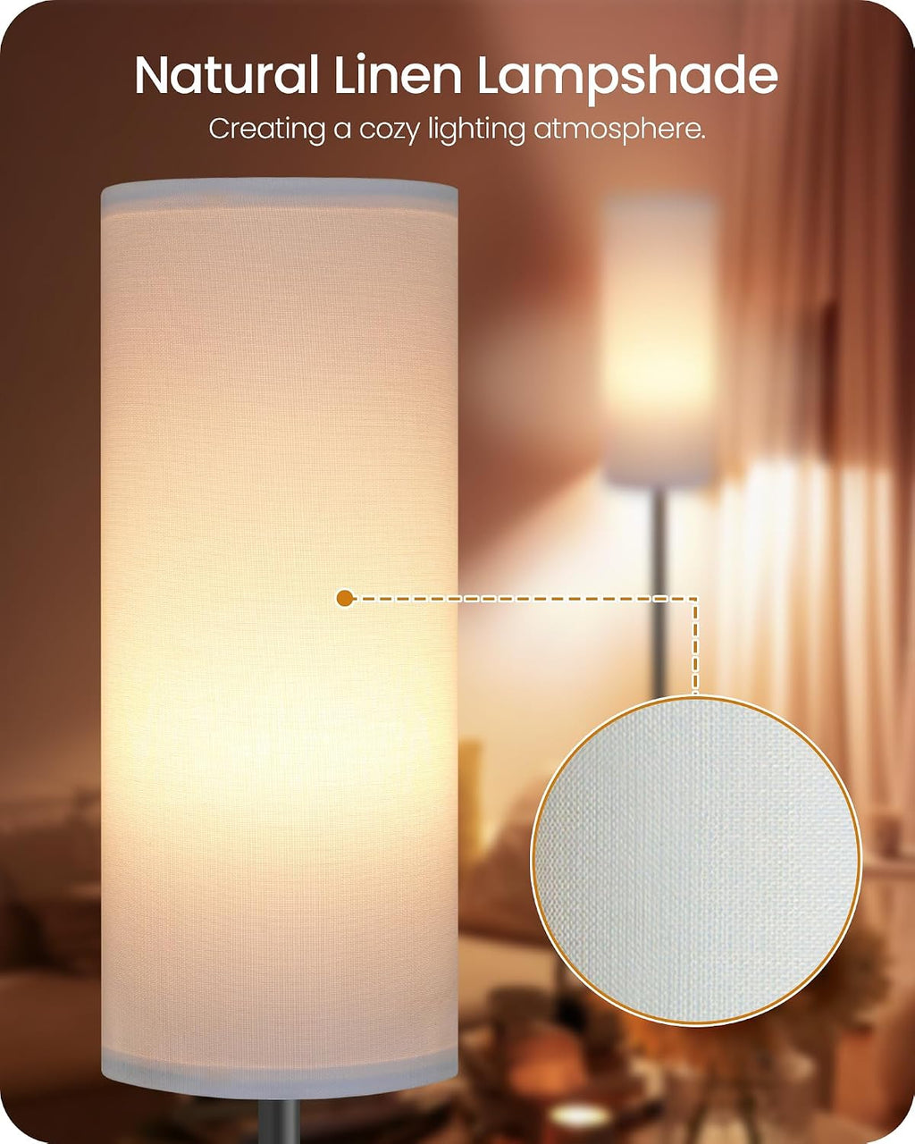 Dimmable Floor Lamp for Living Room with Remote and Foot Switch, Corner Floor Lamp, Modern Standing Tall Lamp, 10W 900LM LED Bulb…