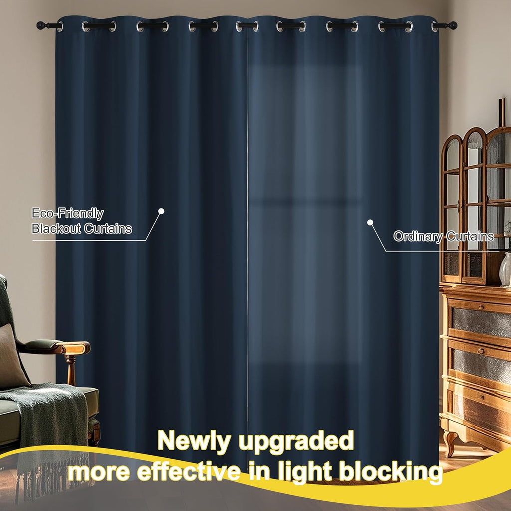 NICETOWN 100% Blackout Curtains 84 Inch Length 2 Panels Set, Thermal Insulated Long Curtains & Drapes, Room Darkening Grommet Drapes for…