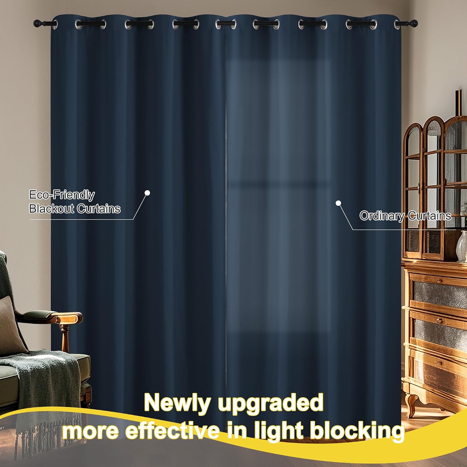 NICETOWN 100% Blackout Curtains 90 Inch Length for Bedroom, Privacy Thermal Insulated Grommet Room Darkening Window Drapes for Living…