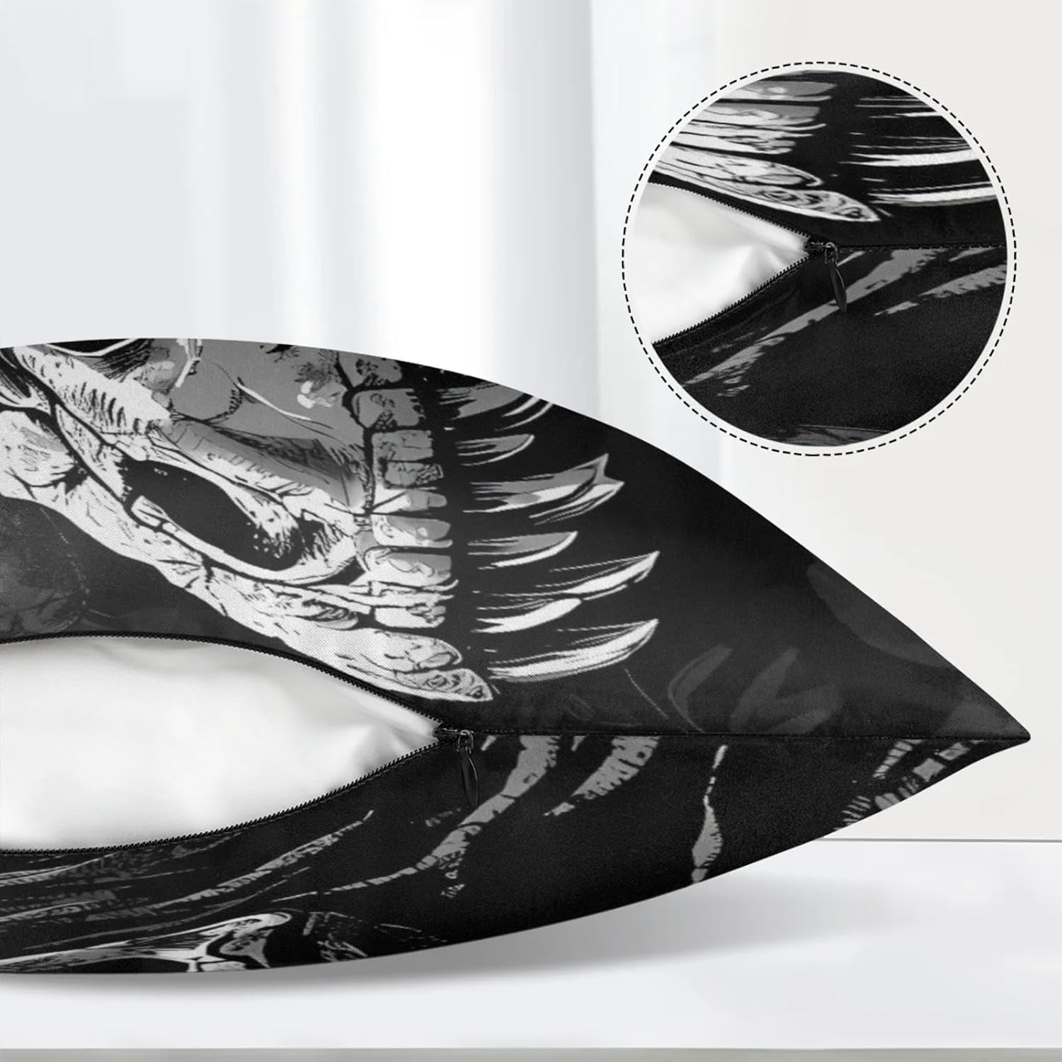 GzLeyigouHomeKitchen Skeleton Dinosaur Satin Body Pillow Case Cover with Zipper, 21" x 54" Pillow Cover Decorative Accent Long Pillowcase,…