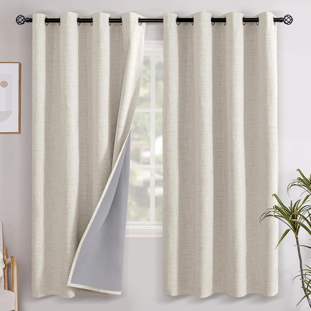 YoungsTex Linen Blackout Curtains 78 Inches Long for Farmhouse Bedroom, Thermal Insulated Drapes with Grommet Room Darkening for Living Roo…