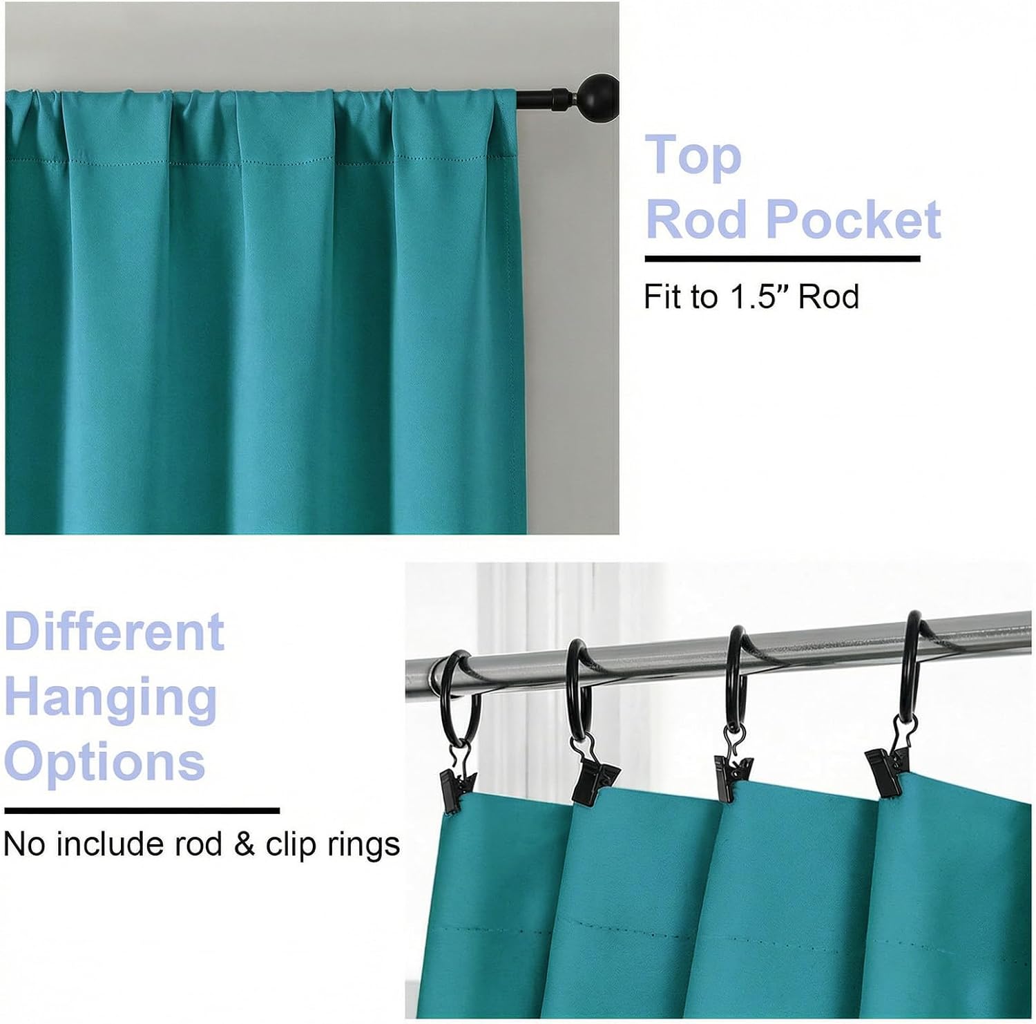 Simplebrand Ava Teal Blackout Curtains for Bedroom 84 Inch Length 2 Panels Set, Solid Thermal Insulated Privacy Nursery Window Treatment Cu…