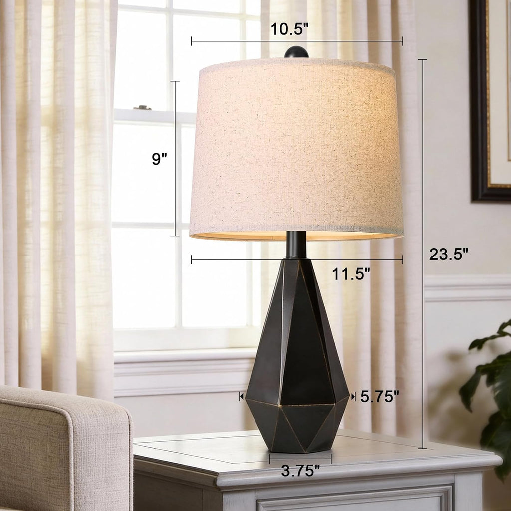 PoKat Table Lamps Set of 2 for Bedroom, 23.5'' High Farmhouse Nightstand Lamps for Living Room, Modern Bedside Lamps with Linen Shade for…