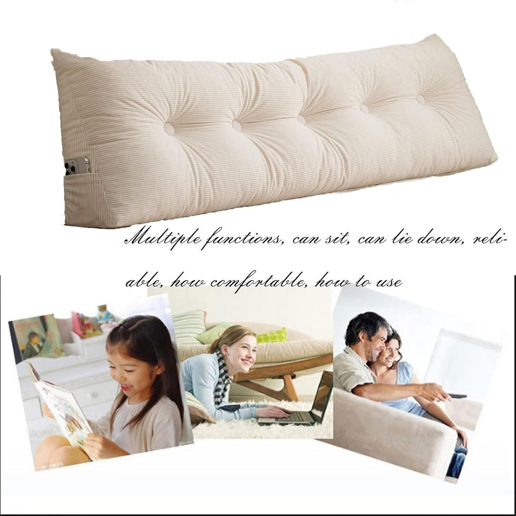 Triangular Headboard Pillow Full Size Reading Pillows for Sitting in Bed Couch Adult, Grey Bed Rest Cushion 47"*4.7"*15.7" Backrest Lumbar…