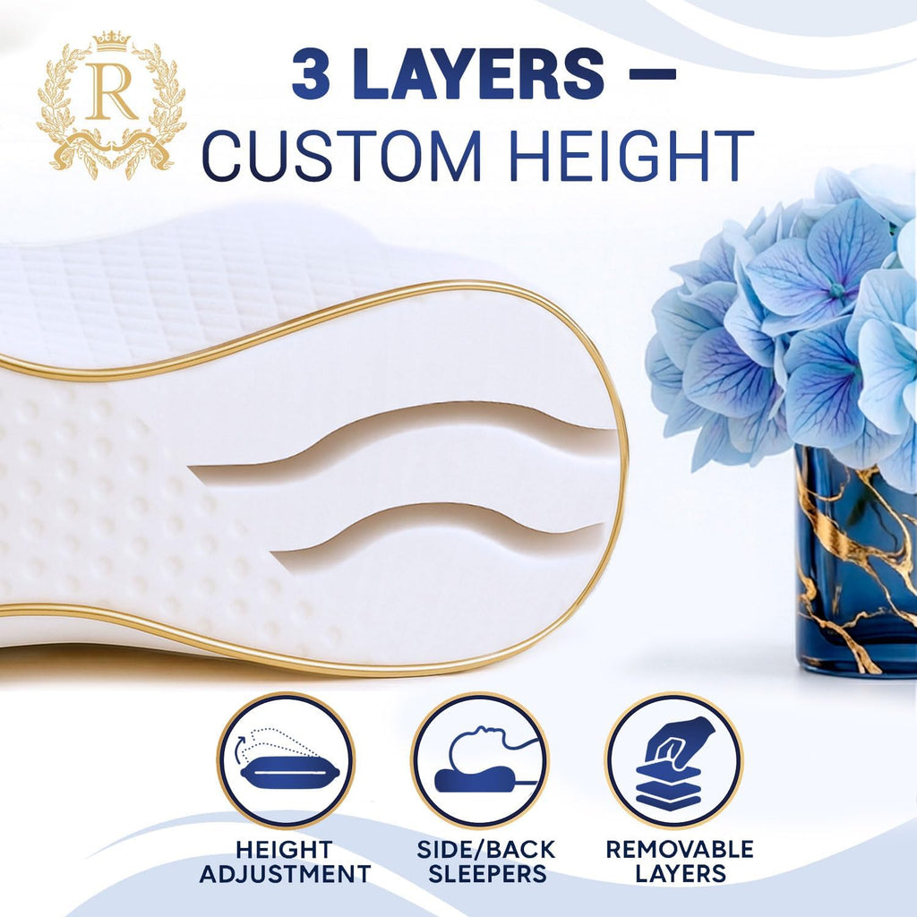Royaltherapy Royal relaxation Travel Memory Foam Pillow 2-Pack, Neck Pillow Bamboo Adjustable Side Sleeper Pillow Bamboo White