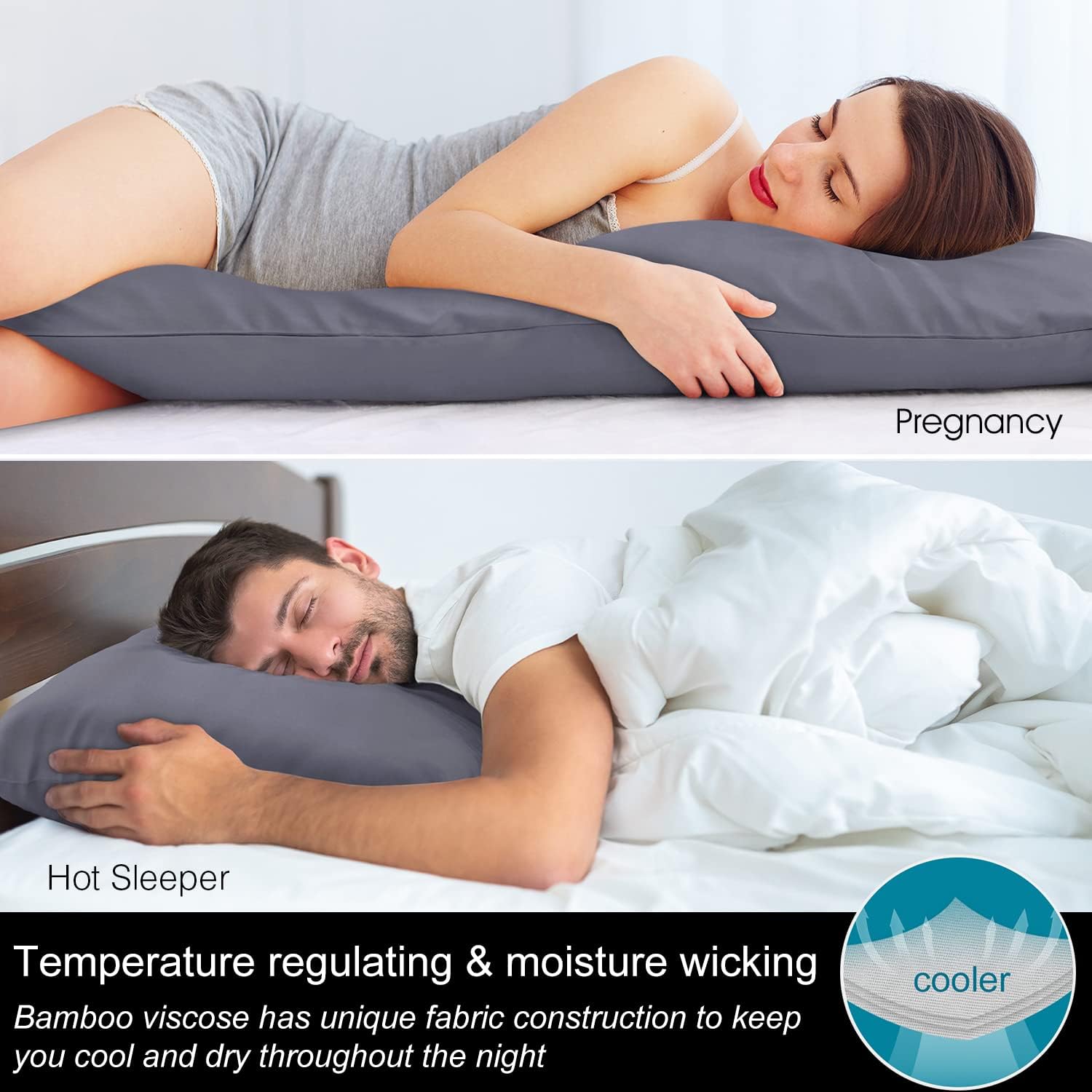Bedelite Body Pillow Cover, Rayon Made from Bamboo, Cooling Body Pillow Pillowcase for Hot Sleepers and Night Sweats, Breathable & Silky So…