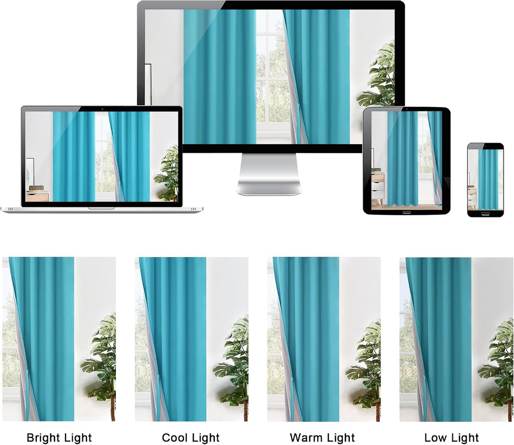 Xwzo Total Blackout Curtains 63 Inches Long - Double Layer Full Room Darkening & Energy Efficiency Grommet Window Panels with Tiebacks, Tur…